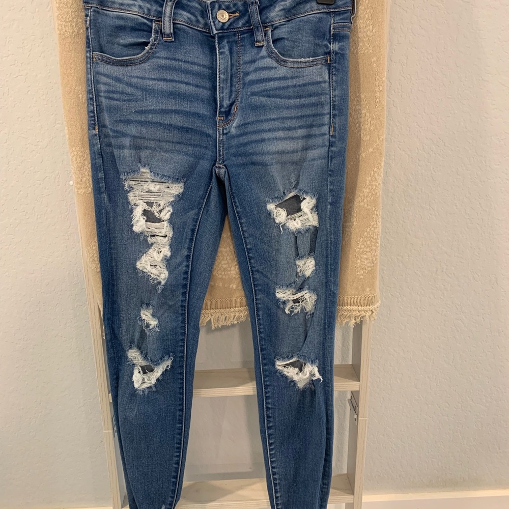 Distressed Blue Jeans